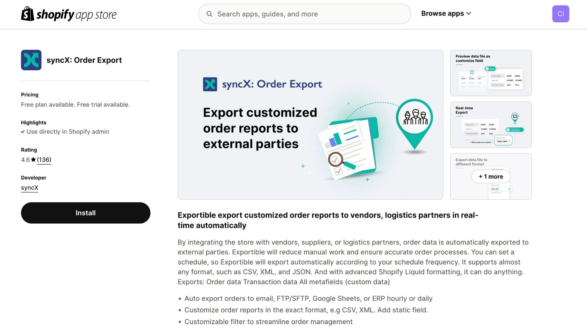syncX: Order Export
